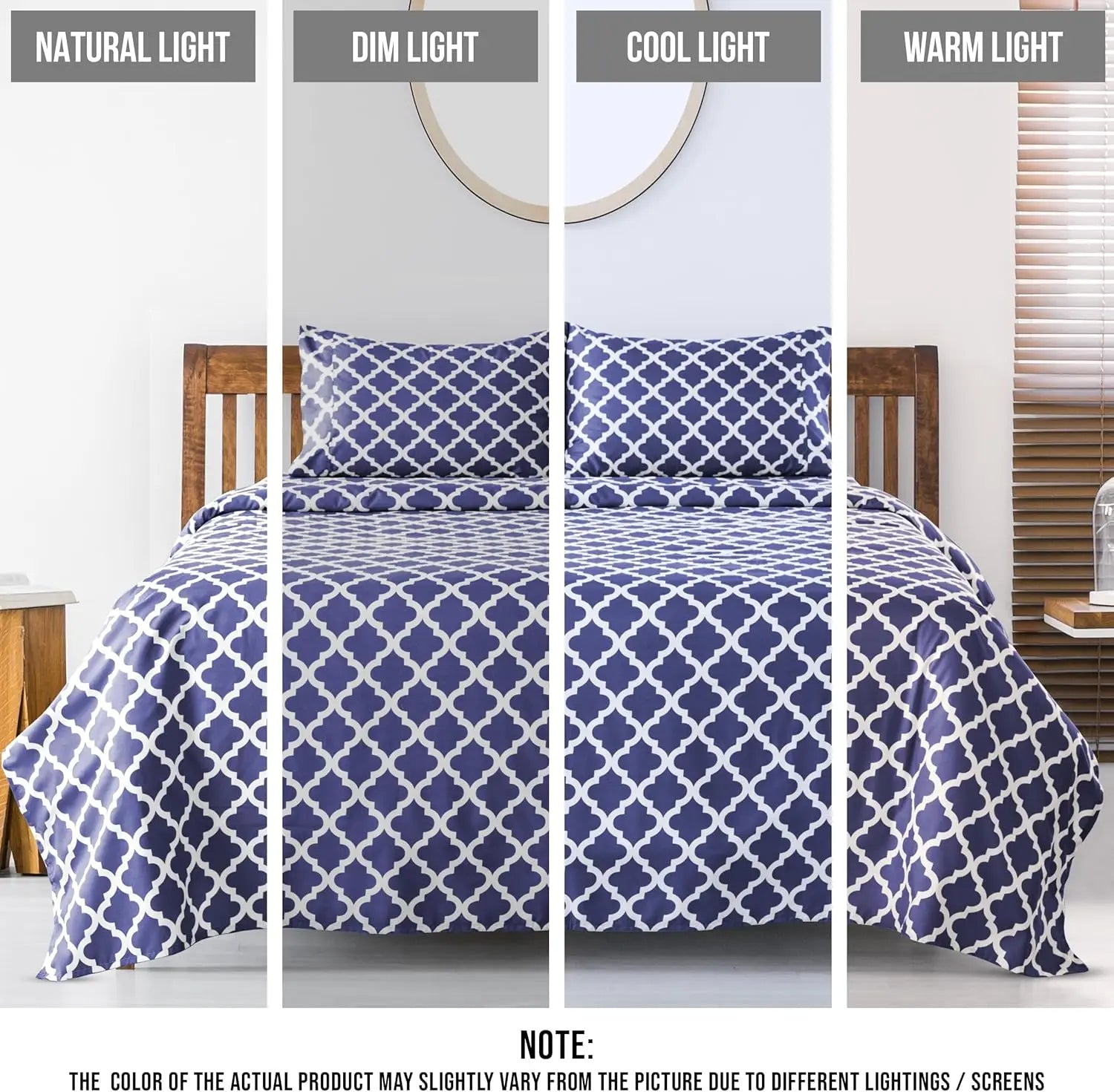 4Pc Quatrefoil Sheet Set – Soft Microfiber, Wrinkle-Free, Luxurious Printed Bed Sheets