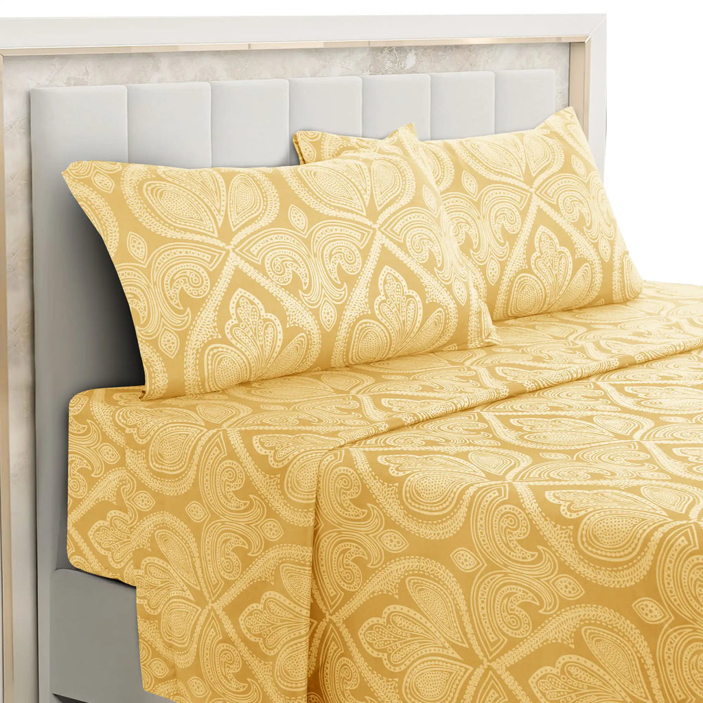 4-Piece Paisley Bed Sheet Set – Soft Brushed Microfiber Sheets with 16" Deep Pockets – Wrinkle-Resistant Bedding