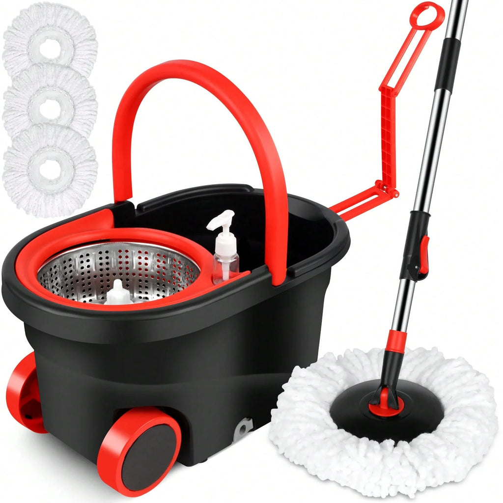 Spin Mop Bucket Set  Adjustable Stainless Steel Handle 20QT Floor Cleaner
