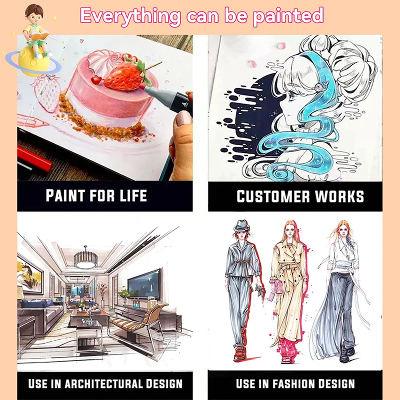 168 Color Double-Ended Alcohol Marker Pen, Permanent Color Development, Suitable  for Painting, Sketching,