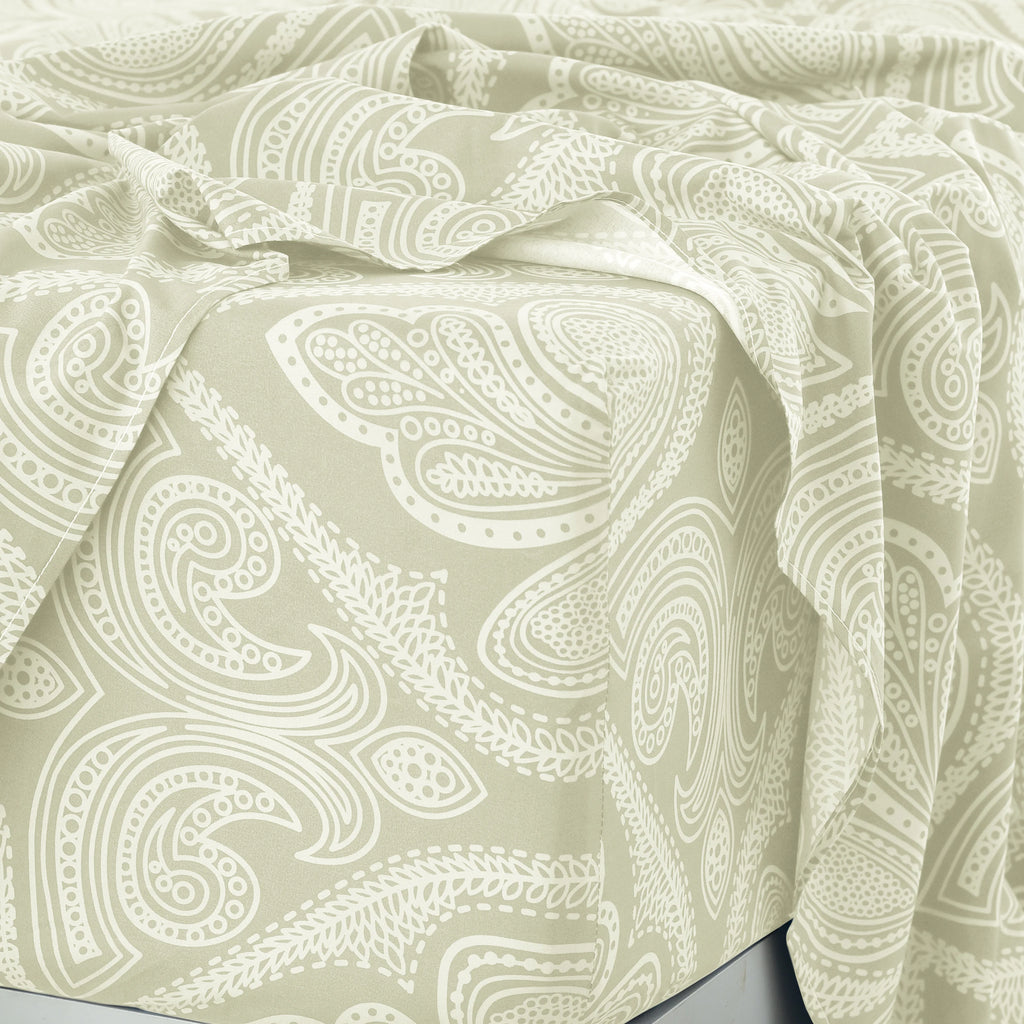 4-Piece Paisley Bed Sheet Set – Soft Brushed Microfiber Sheets with 16" Deep Pockets – Wrinkle-Resistant Bedding