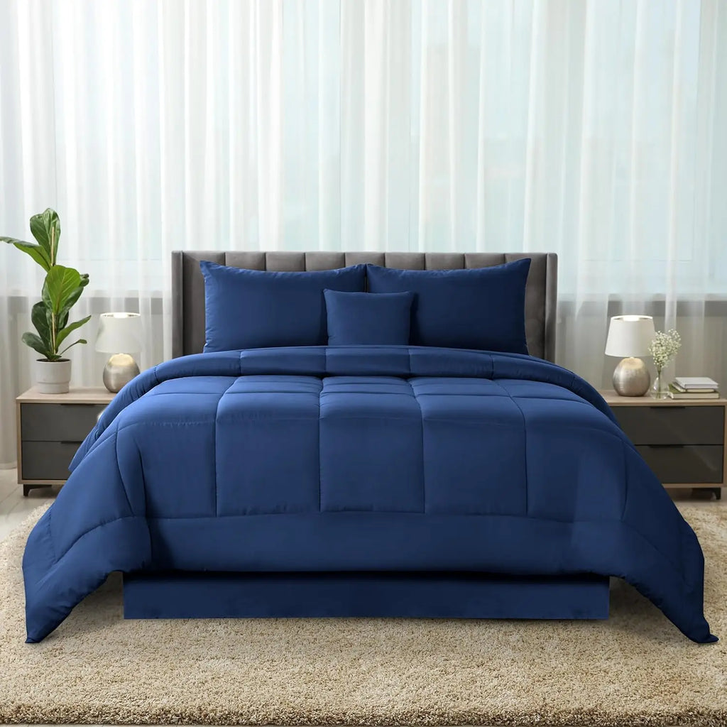 5pc Queen Comforter Set, All-in-One Bed in a Bag, Includes 1 Comforter, 2 Pillow Shams, 1 Decorative Pillow & 1 Bed skirt.