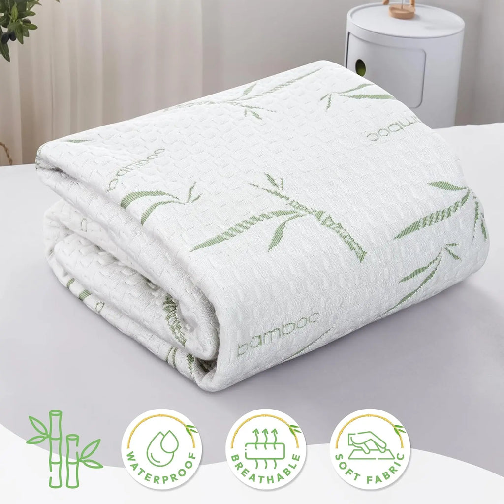 Mattress Protector, 100% Waterproof & Ultra-Tech Cooling Rayon from Bamboo Viscose - Fitted Sheet Style