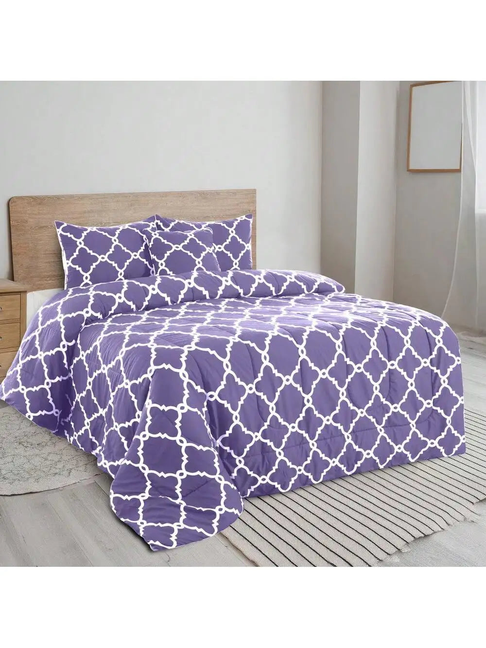 Reversible 5pc Comforter Set,  Microfiber Bed in a Bag, Includes 1 Comforter, 2 Pillow Shams