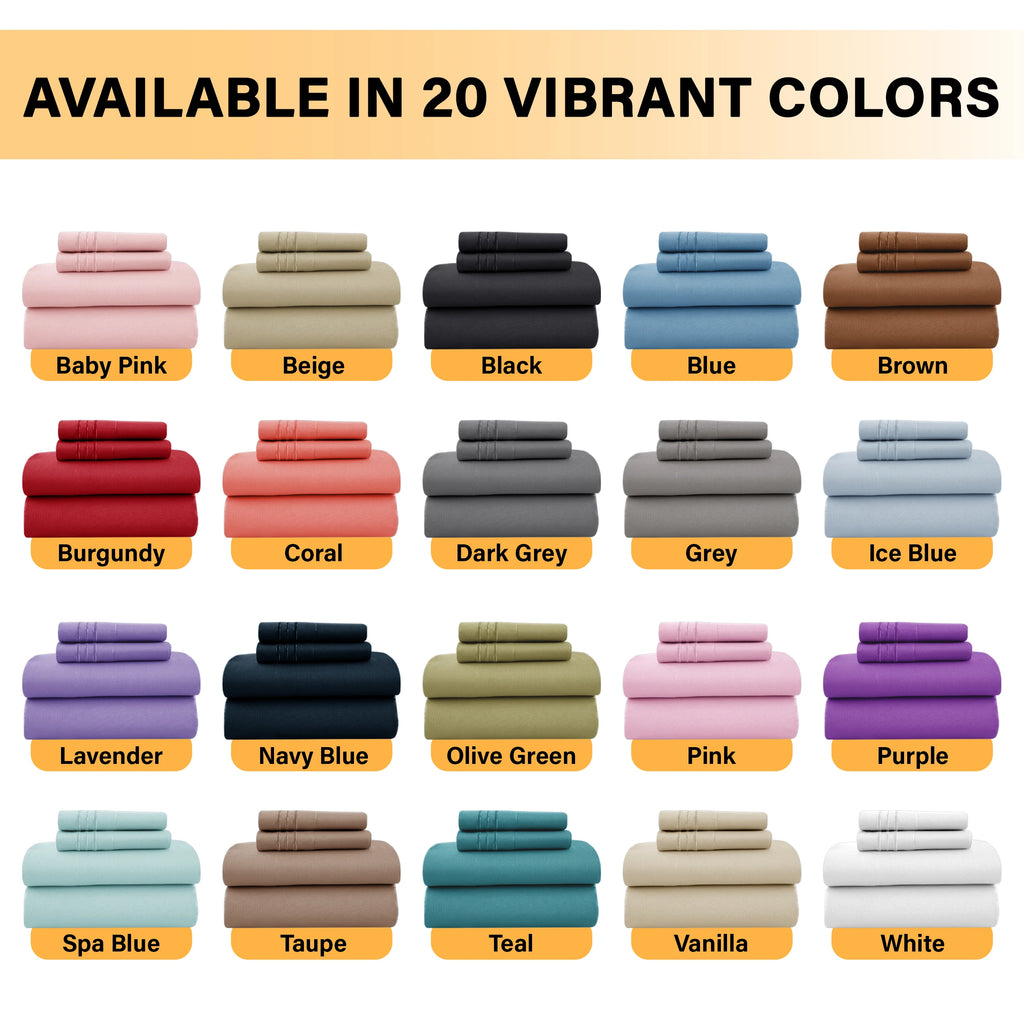 6 Piece Ultra-Soft Microfiber Bed Sheets with Flat Sheet, 16 Inches Deep Pocket Fitted