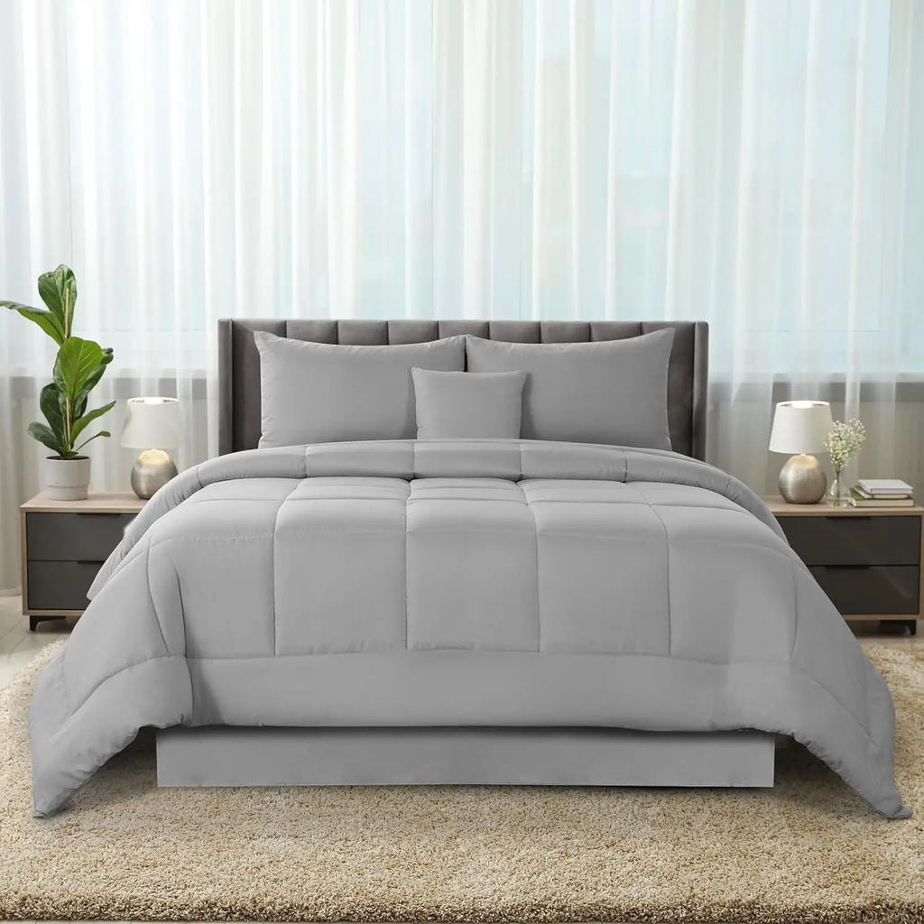 5pc Queen Comforter Set, All-in-One Bed in a Bag, Includes 1 Comforter, 2 Pillow Shams, 1 Decorative Pillow & 1 Bed skirt.