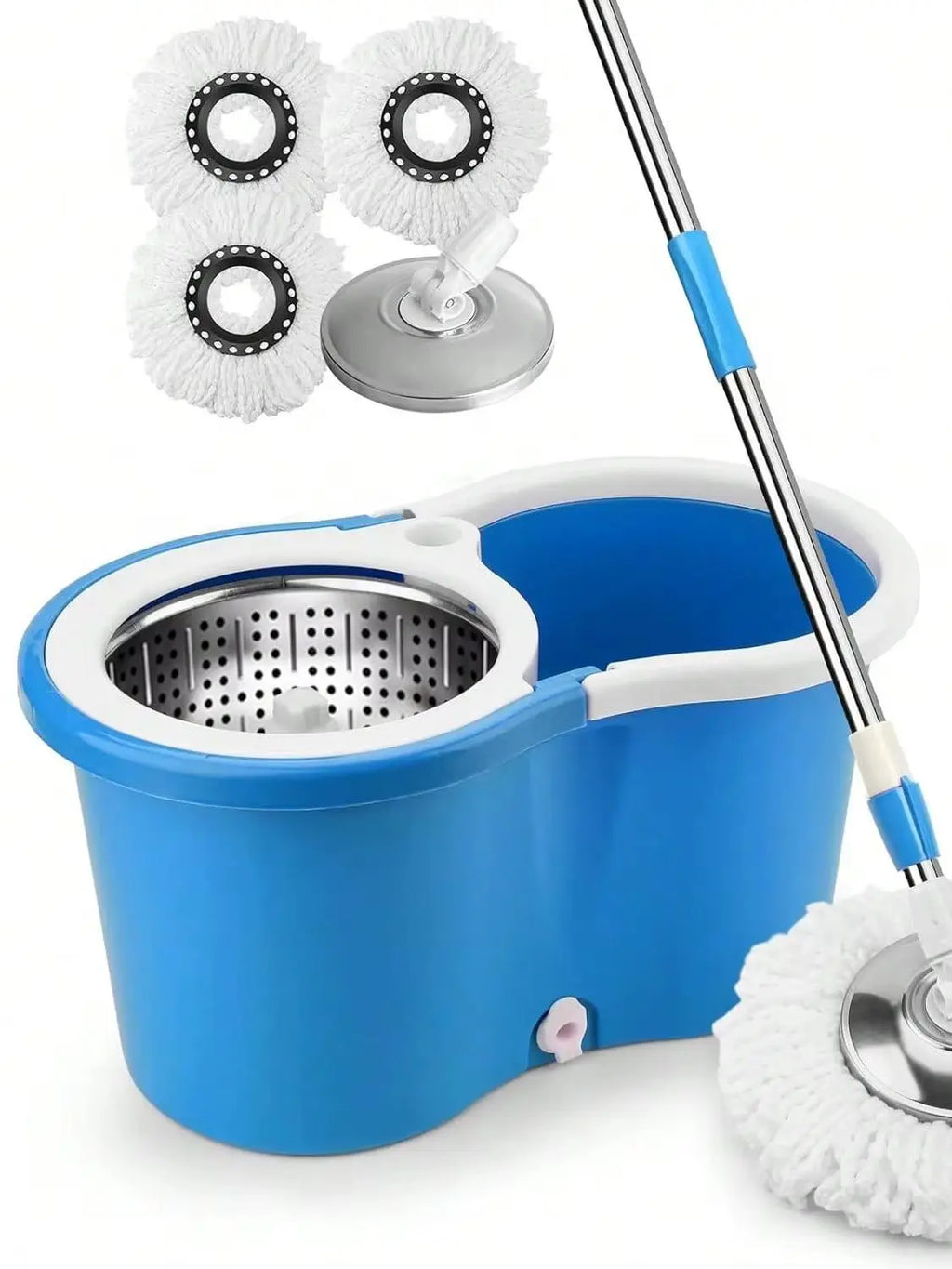 Spin Mop Bucket Set  Adjustable Stainless Steel Handle 20QT Floor Cleaner