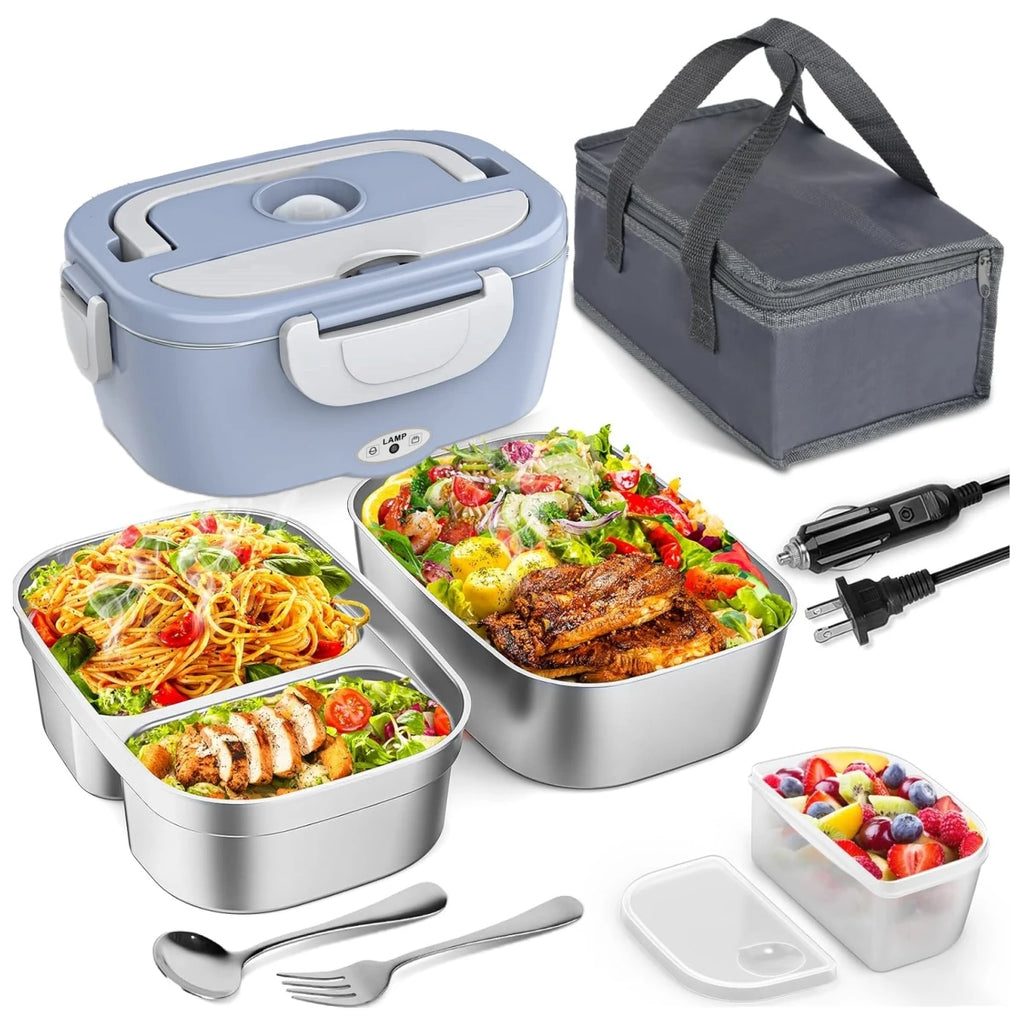 Electric Lunch Box for Adults-60W Fast Heated Lunch Box for with Dual 1.5LStainless Steel Containers