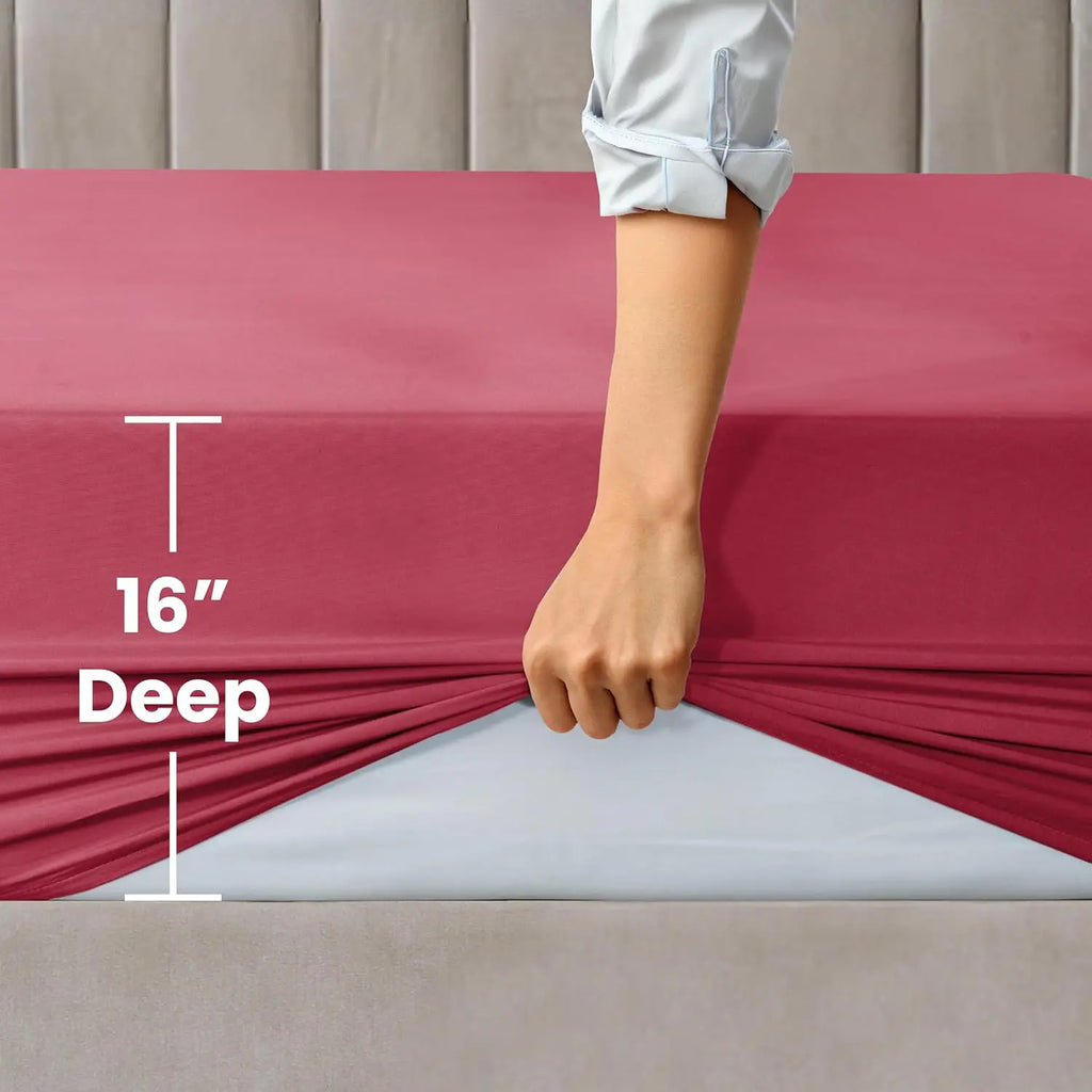 Easy to Fit 360 Elastic Microfiber Sheets - 16 Inches Deep Pocket - Wrinkles Fade Resistant