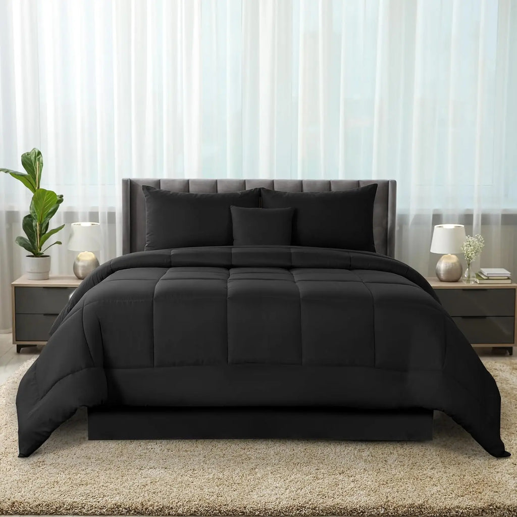5pc Queen Comforter Set, All-in-One Bed in a Bag, Includes 1 Comforter, 2 Pillow Shams, 1 Decorative Pillow & 1 Bed skirt.