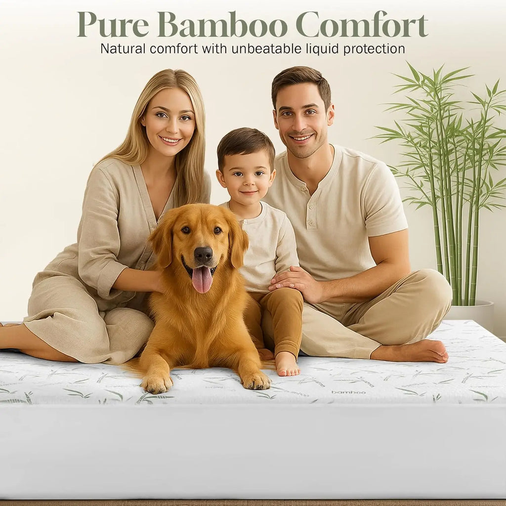 Mattress Protector, 100% Waterproof & Ultra-Tech Cooling Rayon from Bamboo Viscose - Fitted Sheet Style
