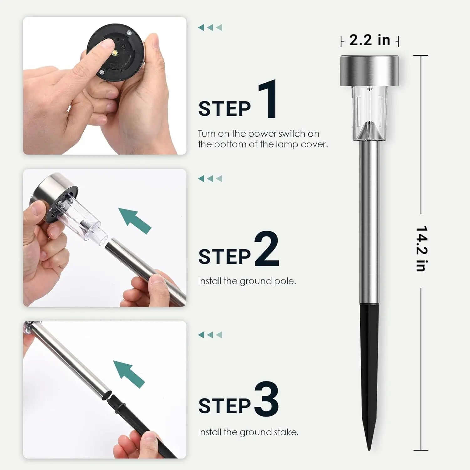 5pcs   Lawn Light Solar Ground Plug Light Stainless Steel Small Tube Light Outdoor Landscape Lighting