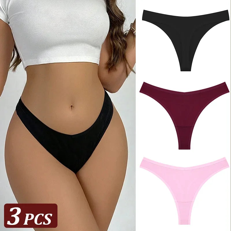 3Pcs/Set Seamless Thong Cotton Women High Flexibility Panty Sexy Underwear