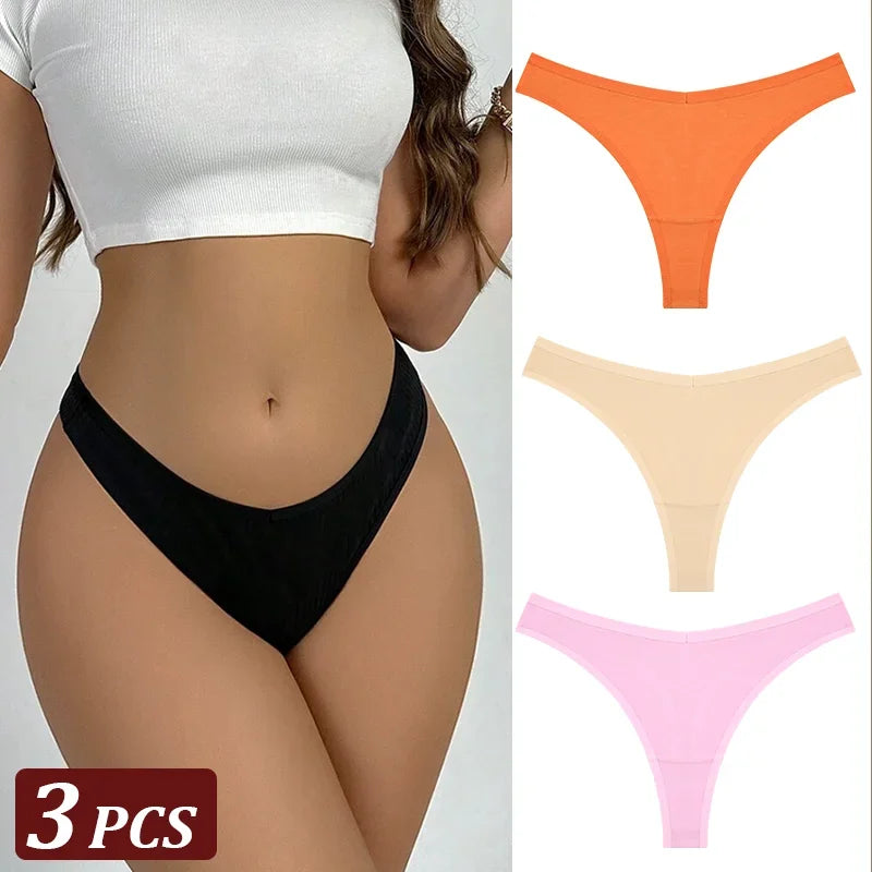 3Pcs/Set Seamless Thong Cotton Women High Flexibility Panty Sexy Underwear