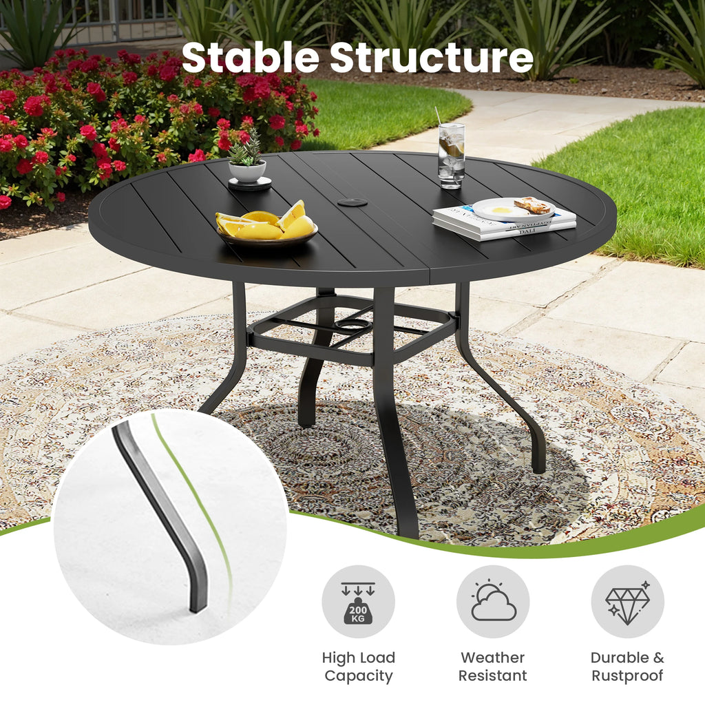 Outdoor Patio Dining Table, 41" Round Patio Table with 1.57" Umbrella Hole, Metal Tables for Patio, Graden, Backyard, Poolside