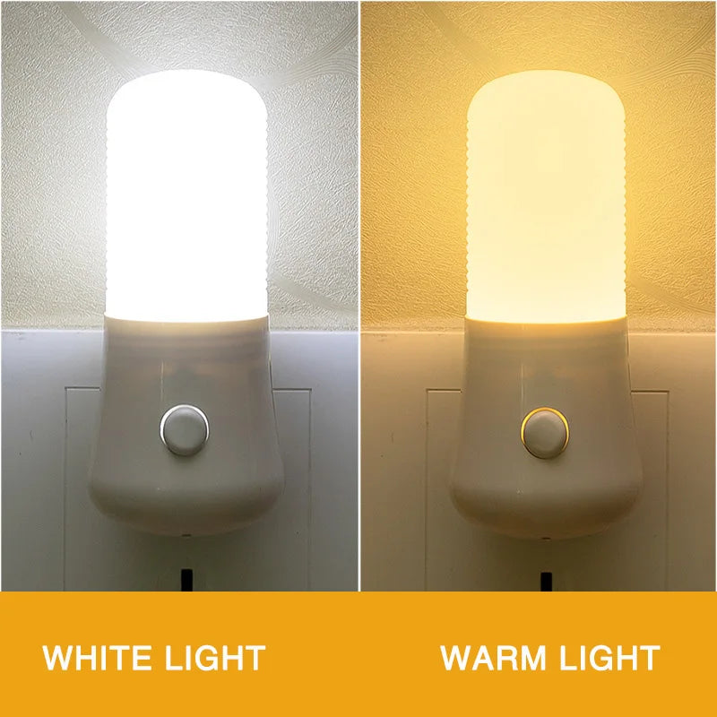Night Light  White EU /US Push Button  Lamp Bedroom Bedside Lamp Baby Room Corridor Home