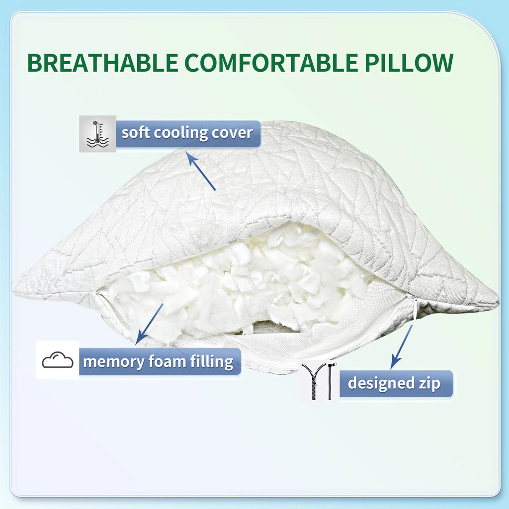 Memory Foam Fluffy Body Pillows for Adults -Large Long Bed Pillows for Sleeping