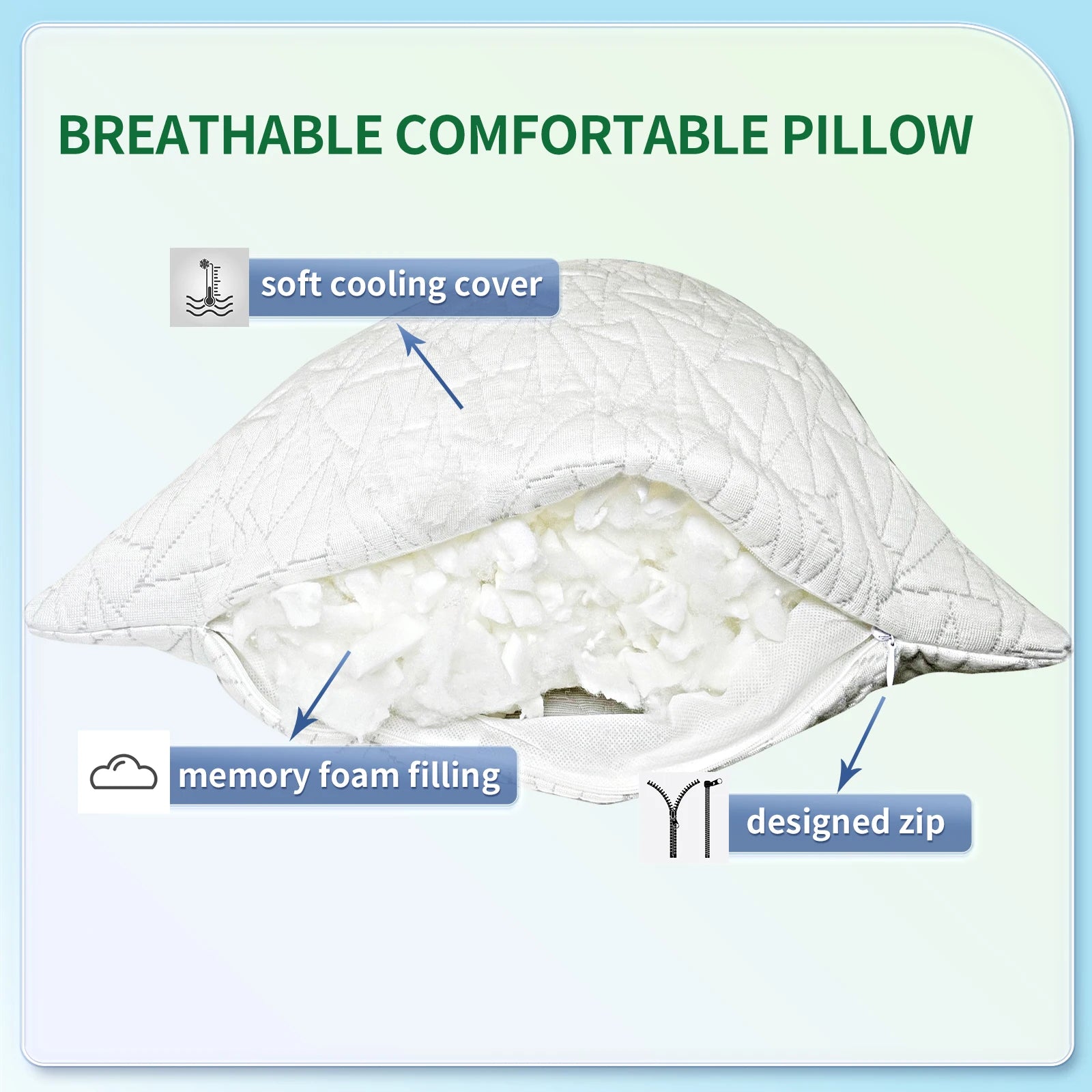 Memory Foam Fluffy Body Pillows for Adults -Large Long Bed Pillows for Sleeping