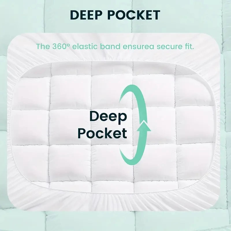 Thick Mattress covers  Topper 1000Gsm Cooling Noiseless Breathable Fitted  Machine Washable