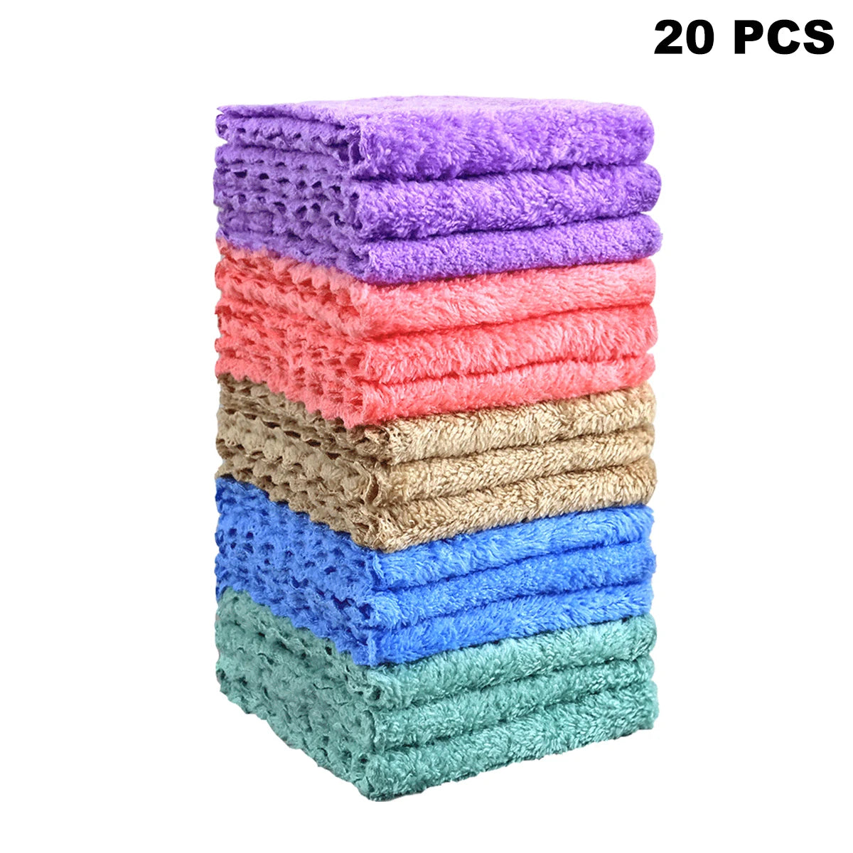 20pcs Soft Absorbent Solid Color Washcloths Gentle on Quick Drying Compact Square Towels for Home Bathroom