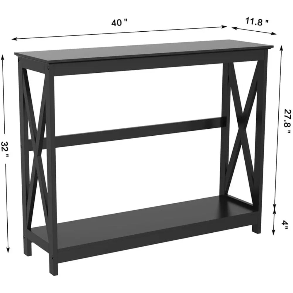 Console Table for Entryway, 2 Tier Entryway Table Bookshelf Accent Table w/Storage Shelf Living Room Entry