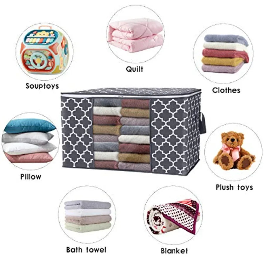 Storage Bags, Large Blanket Clothes Organization and Storage Containers for Bedding, Comforters, Foldable Organizer