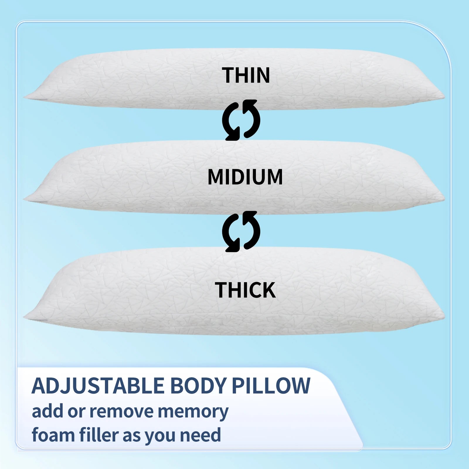 Memory Foam Fluffy Body Pillows for Adults -Large Long Bed Pillows for Sleeping