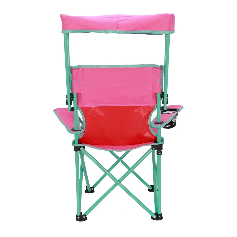 Kids  Safety Lock Portable Outdoor Chair with Canopy Adjustable Sunshade Cup Holder