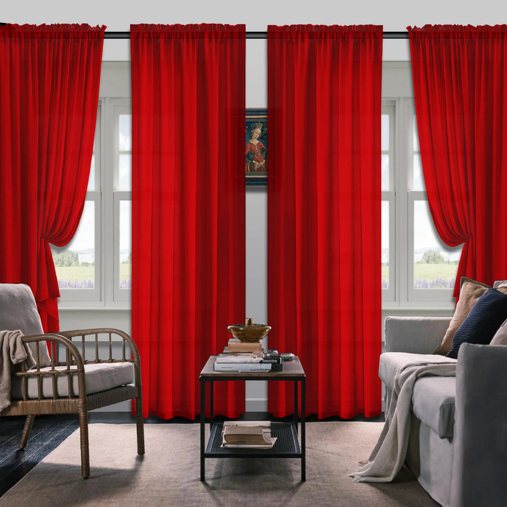 Set Of 4 Curtains,  Simple Rod Curtains, Suitable For Living Room, Office, Home, Bedroom Decoration