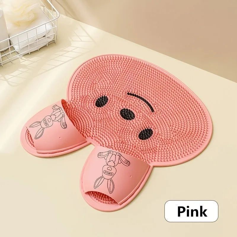 1pc，Rabbit Bathroom Shower Anti Slip Mat, Circular Massage Foot Mat,