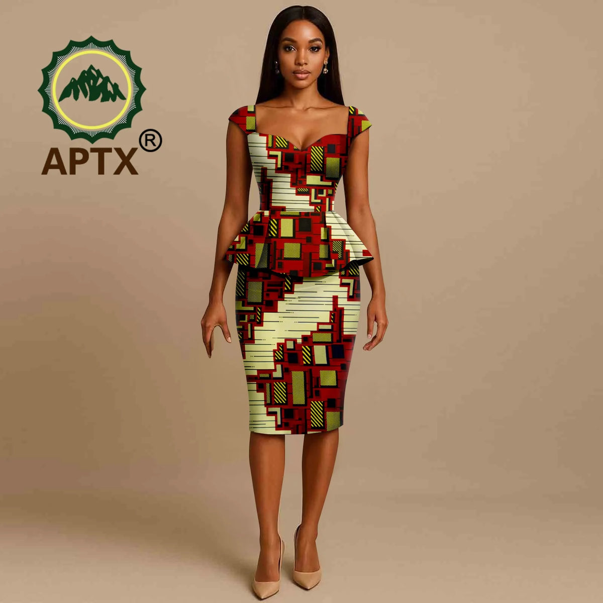 African Dress for Women Ankara Print Square Collar Short Sleeve Knee-Length Dress Dashiki Elegant fashion Casual Party Dress