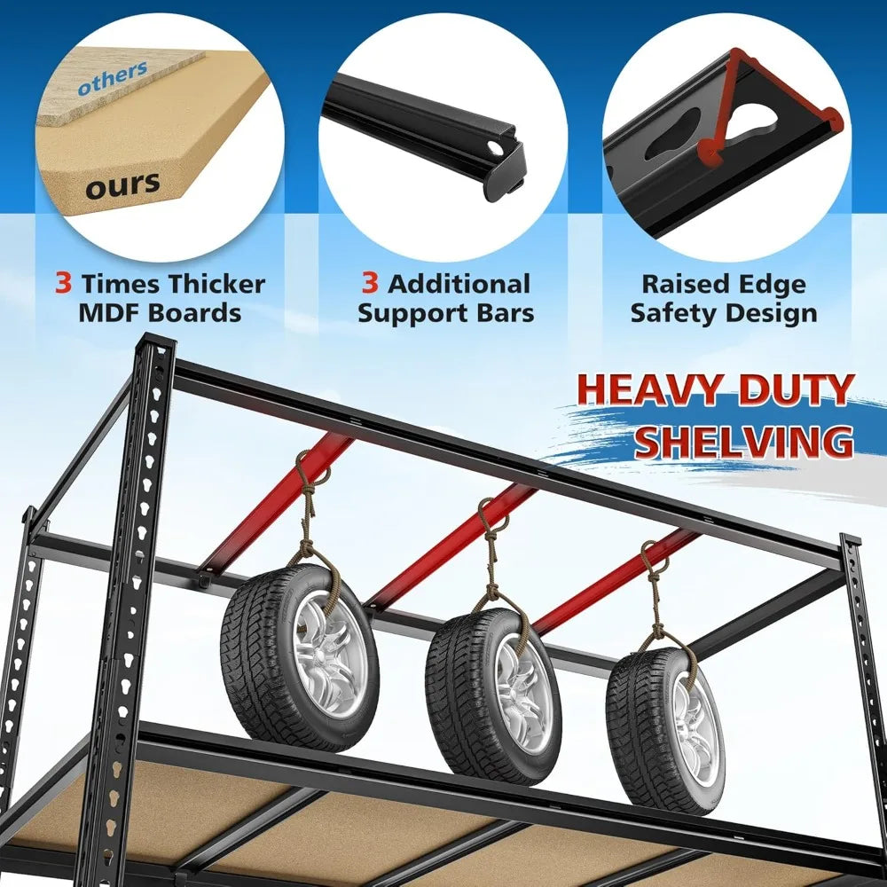 55" W Storage Shelves, 2040LBS Garage Shelving Heavy Duty, 4-Tier Storage Shelving, Adjustable Metal Shelving Unit