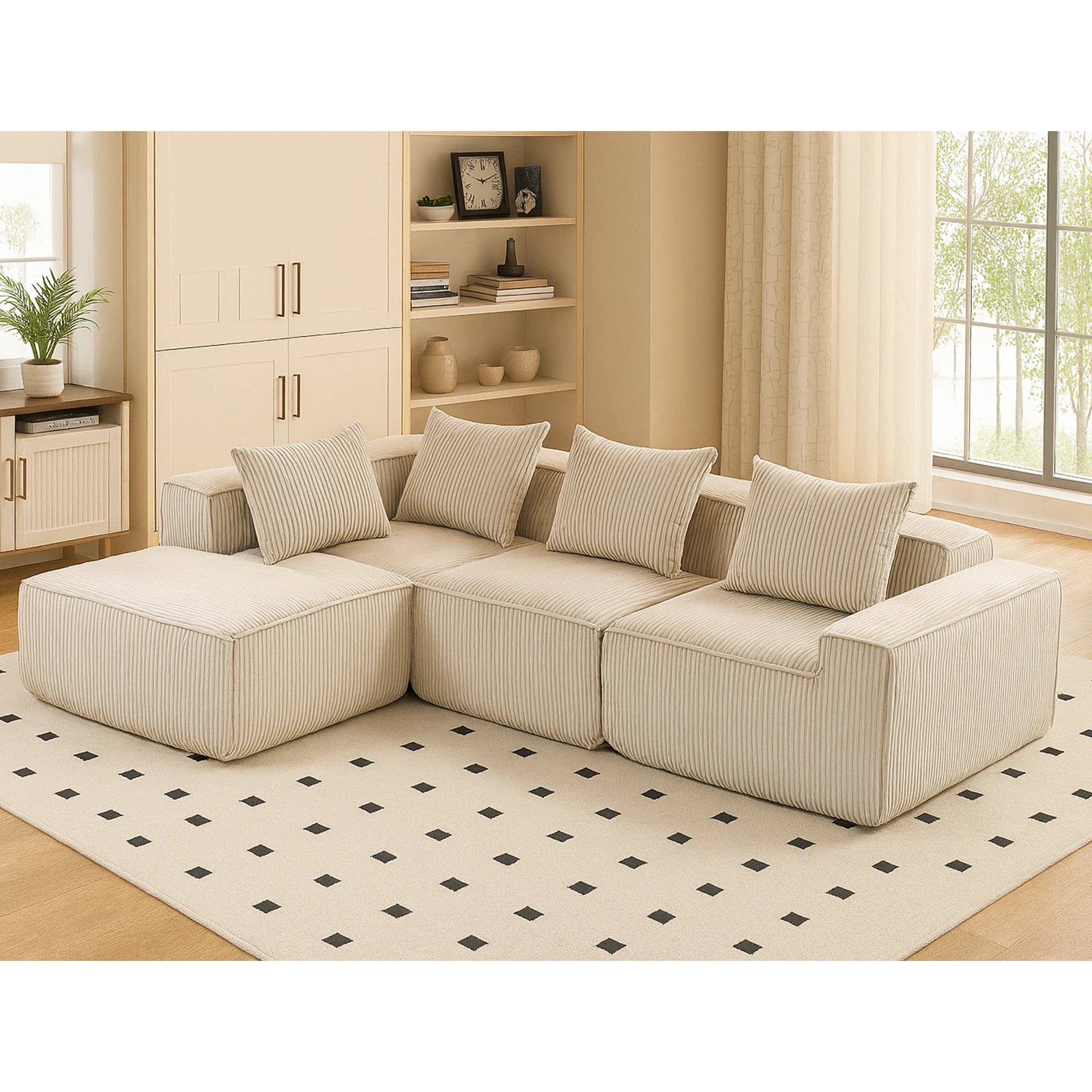 Couch with L-Shape  Modular sleeper Sofa with Deep Seat, for Room