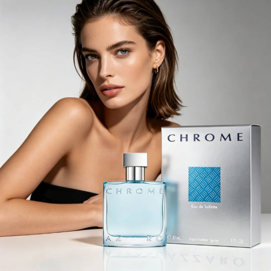 Azz Chrome  Fresh Aquatic Men's Cologne with Citrus Woody Musky Notes Luxury Long Lasting Fragrance