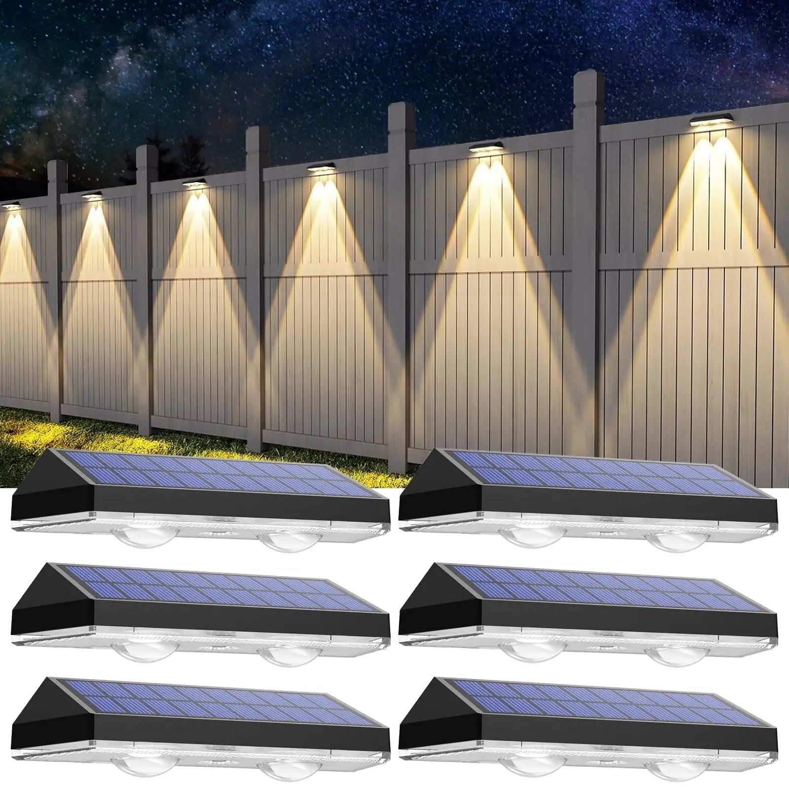Solar Fence Lights Outdoor- Solar Deck Lights for Outside Yard