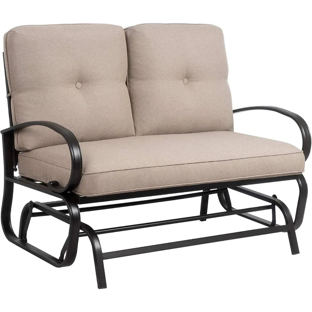 Outdoor Metal Swing Glider Bench – Steel  Loveseat for Patio, Garden & Porch