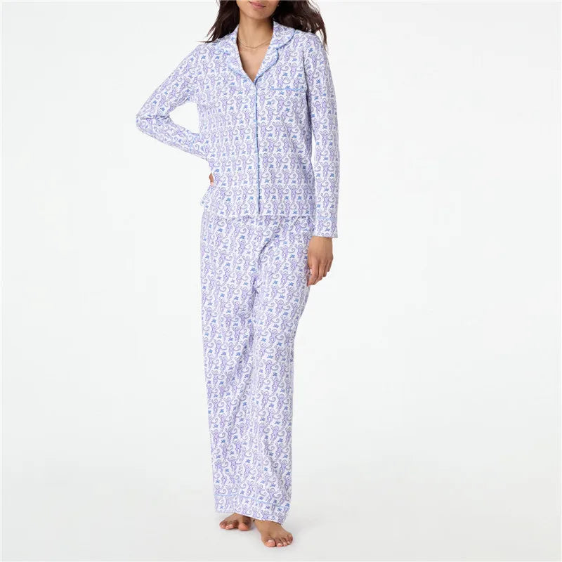 Pajamas Preppy  Cute Pants Sets For Women Y2k Long Sleeve Pajamas Set 2 Piece Loungewear