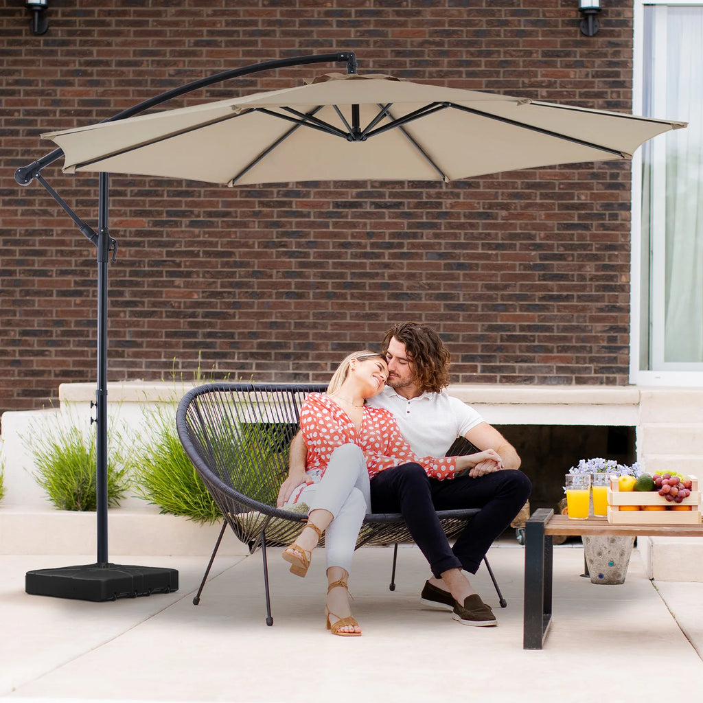 JHK 10FT Outdoor Patio Umbrella Hanging Cantilever  UV Protection  for Backyard Garden