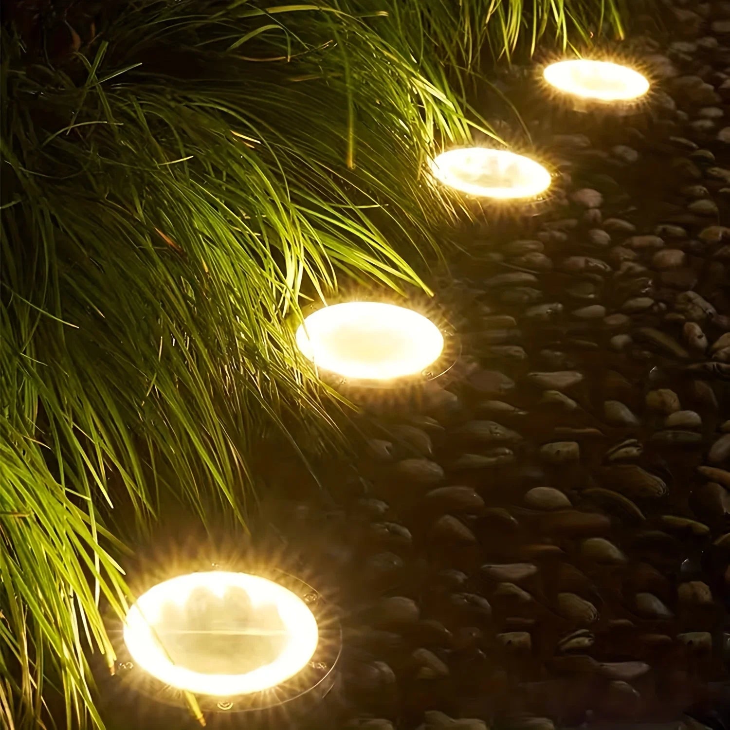8 piece solar outdoor lights, IP65 solar disk lights, , for  landscape light path, courtyard