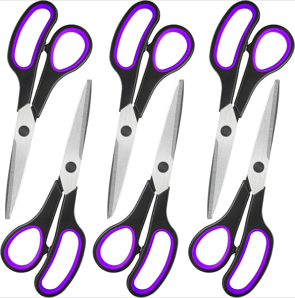 All Purpose 6 Pack - Comfort-Grip Sharp Scissors for Office School Sewing Fabric Craft Art Supplies