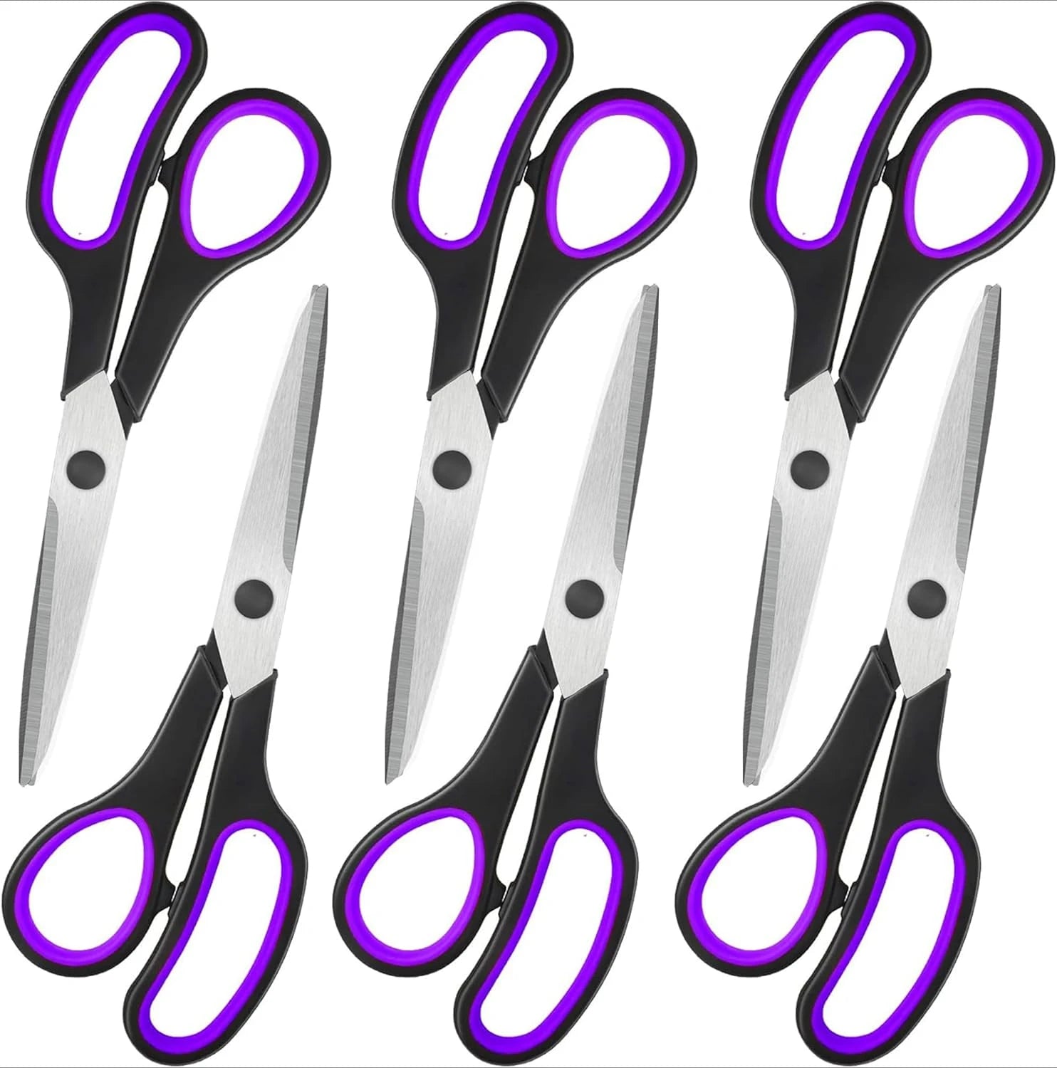 All Purpose 6 Pack - Comfort-Grip Sharp Scissors for Office School Sewing Fabric Craft Art Supplies