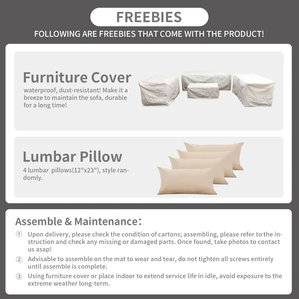 5-Piece Outdoor Patio Furniture Set with Storage Couch, Coffee Table,