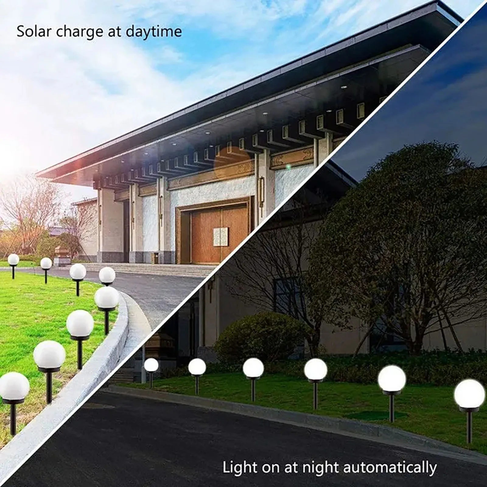 12Pcs Solar Powered Garden Light Waterproof Ground Plug In Spherical Bulb Lawn Lights