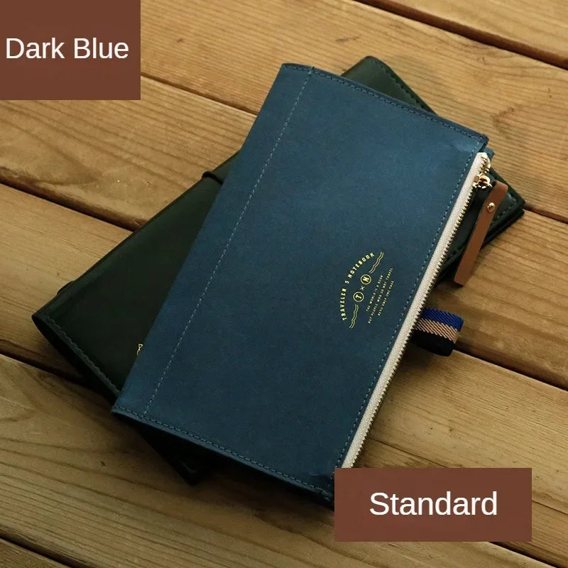 Travel Notebook Washable Cowhide Bill  Storage Bag Pen Case Stationery Storage Supplies