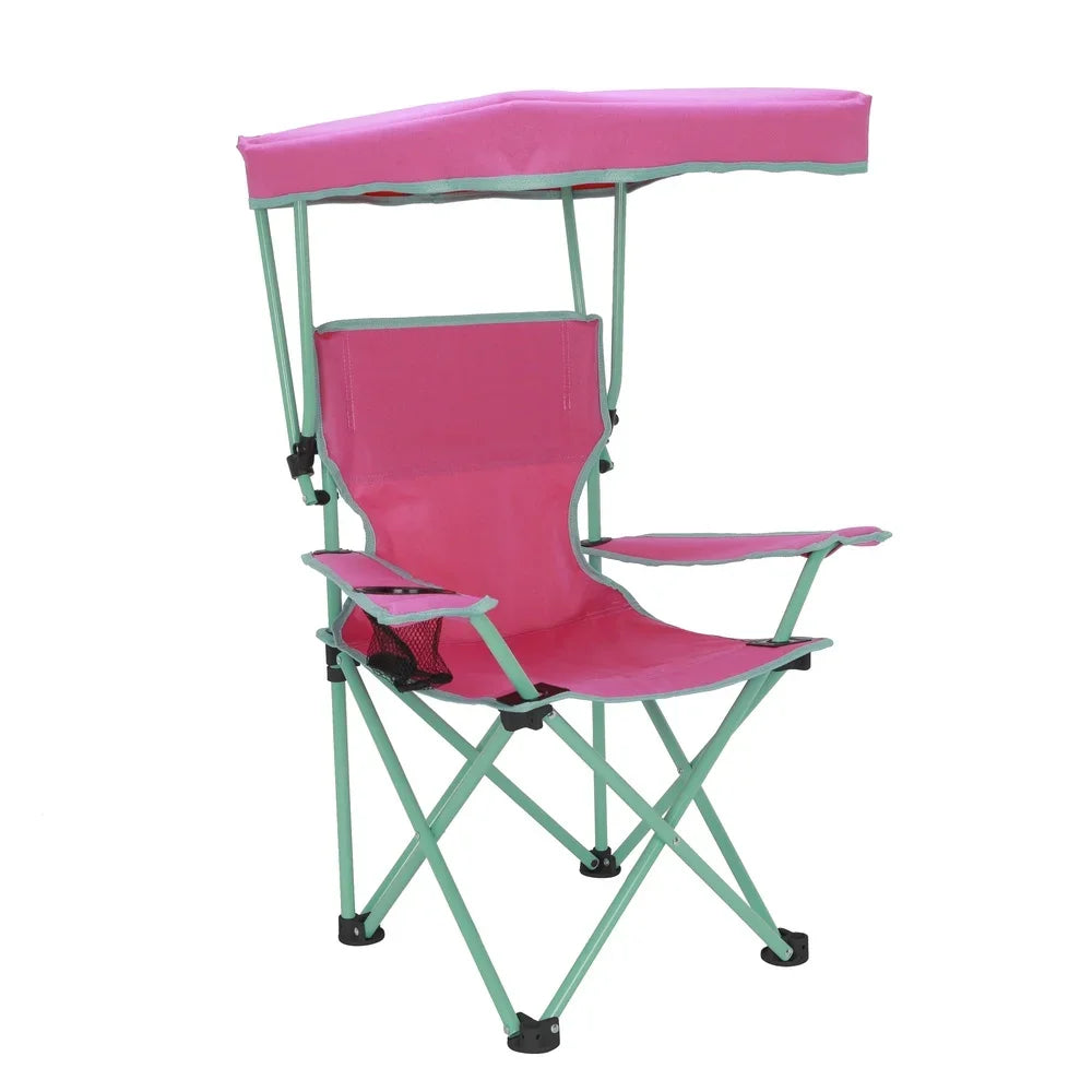 Kids  Safety Lock Portable Outdoor Chair with Canopy Adjustable Sunshade Cup Holder