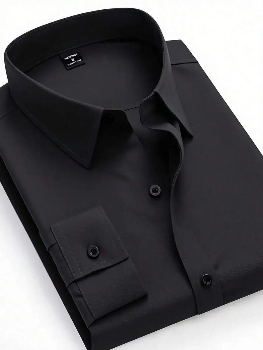 Men's  Long Sleeve Dress Shirt, Regular Fit, Button-Down Collar for Business Casual Wear