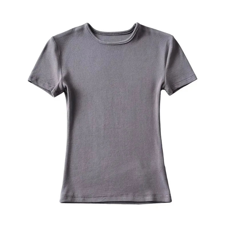 Casual Summer Woman Skinny Fit T-shirt Tight Short-Sleeve O-neck
