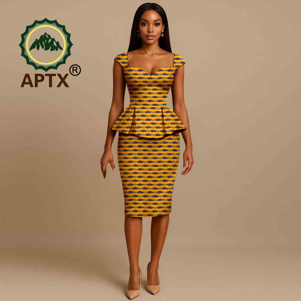 African Dress for Women Ankara Print Square Collar Short Sleeve Knee-Length Dress Dashiki Elegant fashion Casual Party Dress