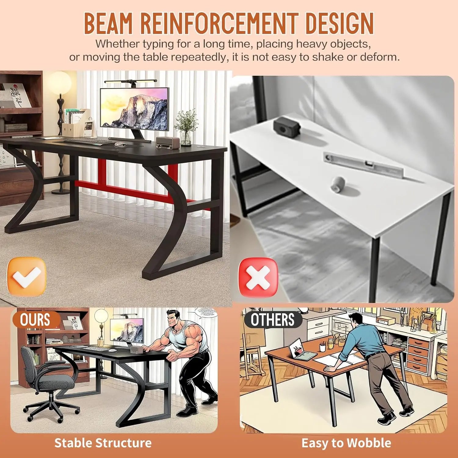 Computer Desk Home Office  Small Desk for Study Work Table with USB Charging Ports