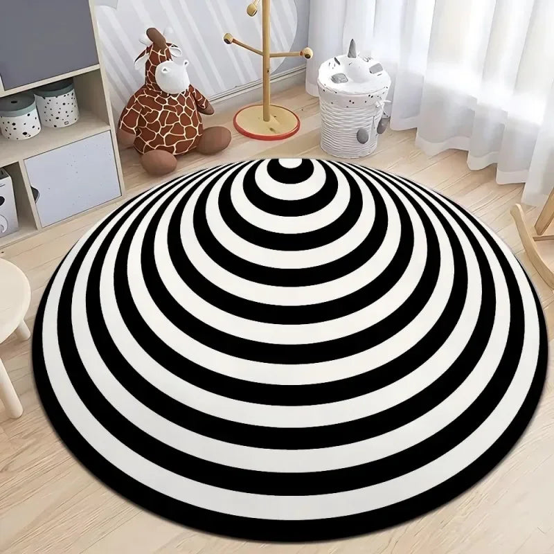 Optical Illusion Circular Carpet Soft Non-Slip Living Room Area Carpet Bedroom Office Floor Mat